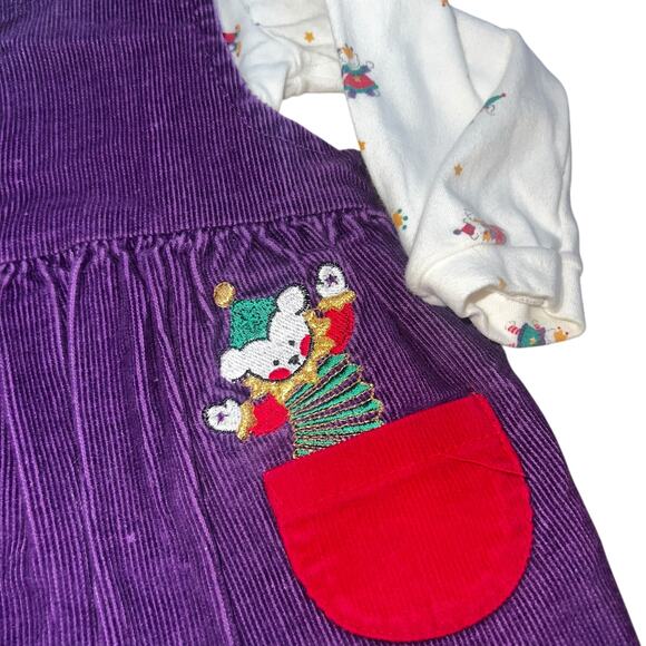 Vintage Carters 90s purple corduroy jester jack in box romper outfit 18-24 month - Picture 2 of 11